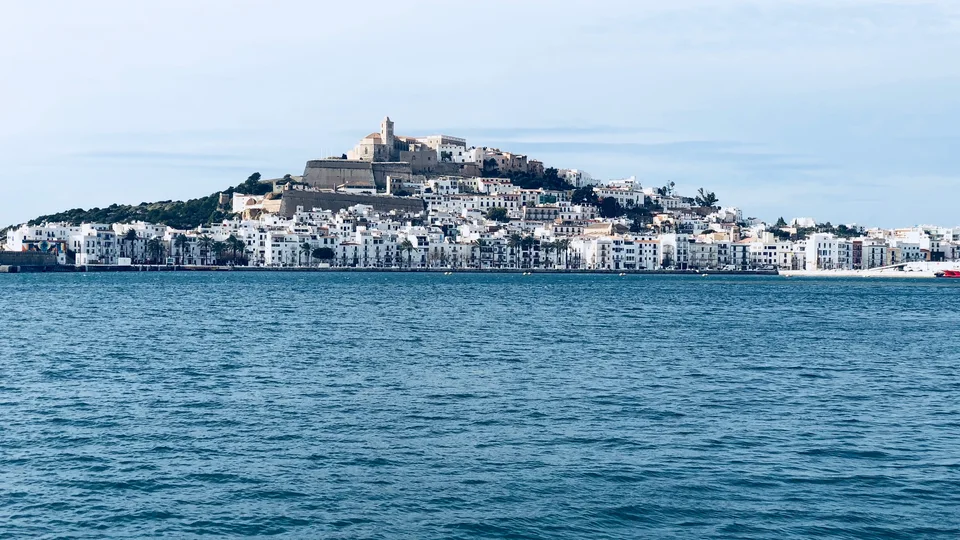 Ibiza’s white old town rising above the harbor