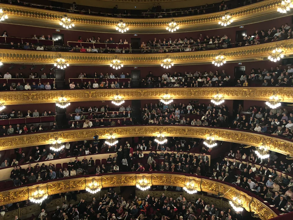 The Liceu auditorium with tiers of illuminated balconies