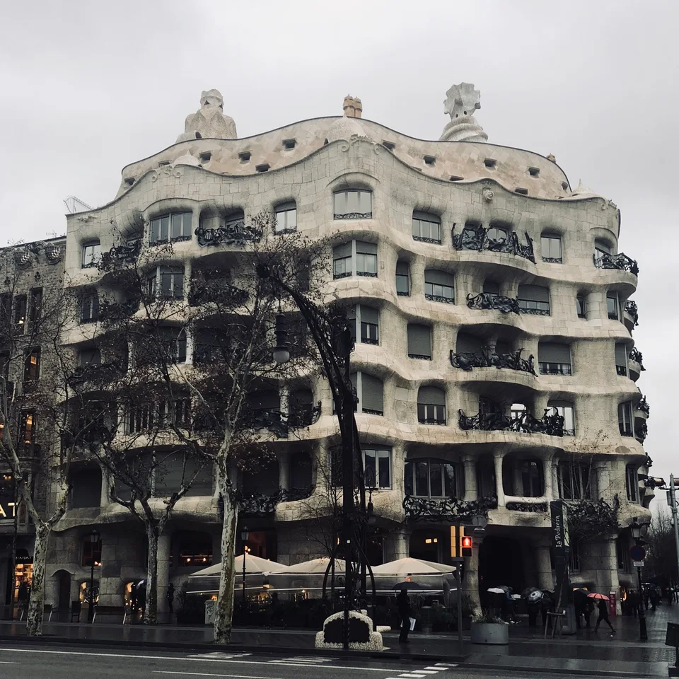 The undulating stone façade of Casa Milà in Barcelona