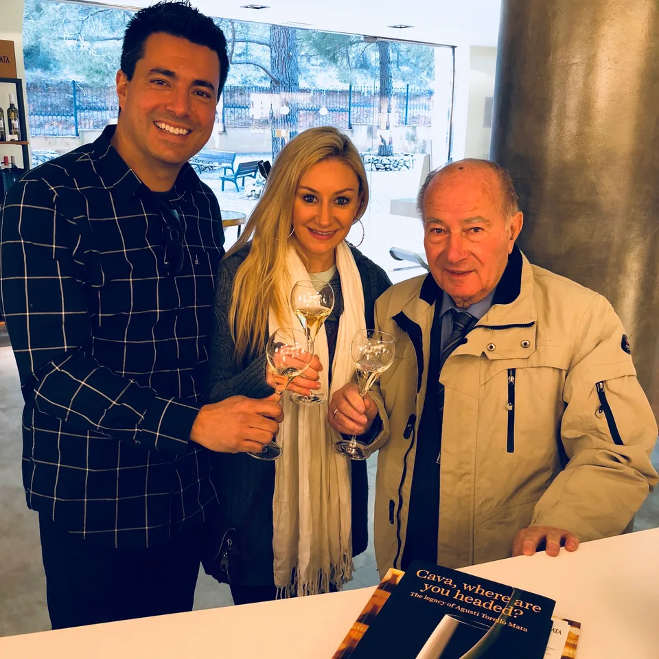 Alex and Kristin with a tasting companion at the winery