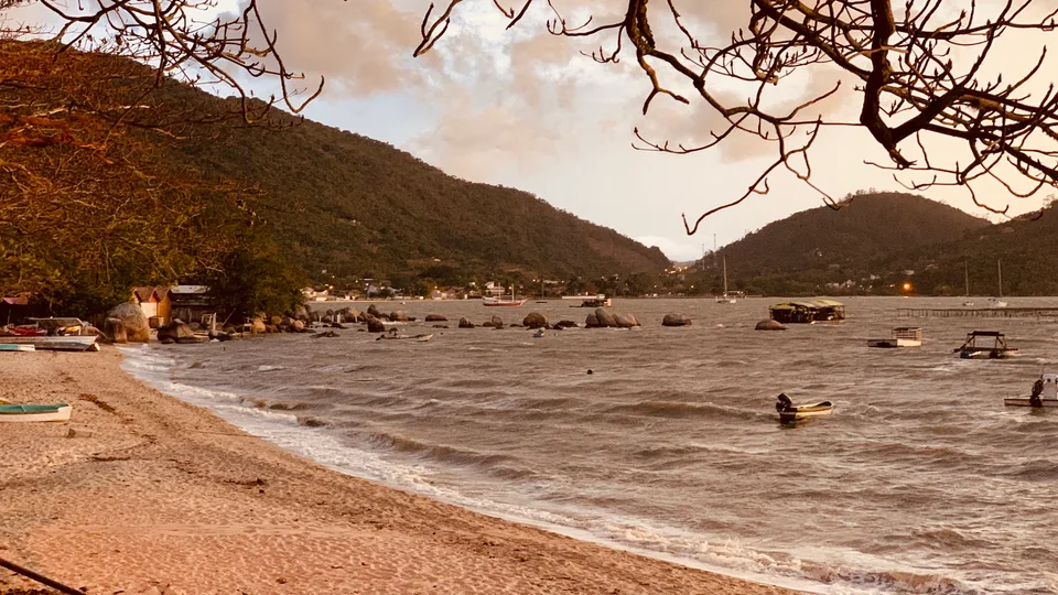 A sheltered shoreline beneath trees at Santo Antônio de Lisboa