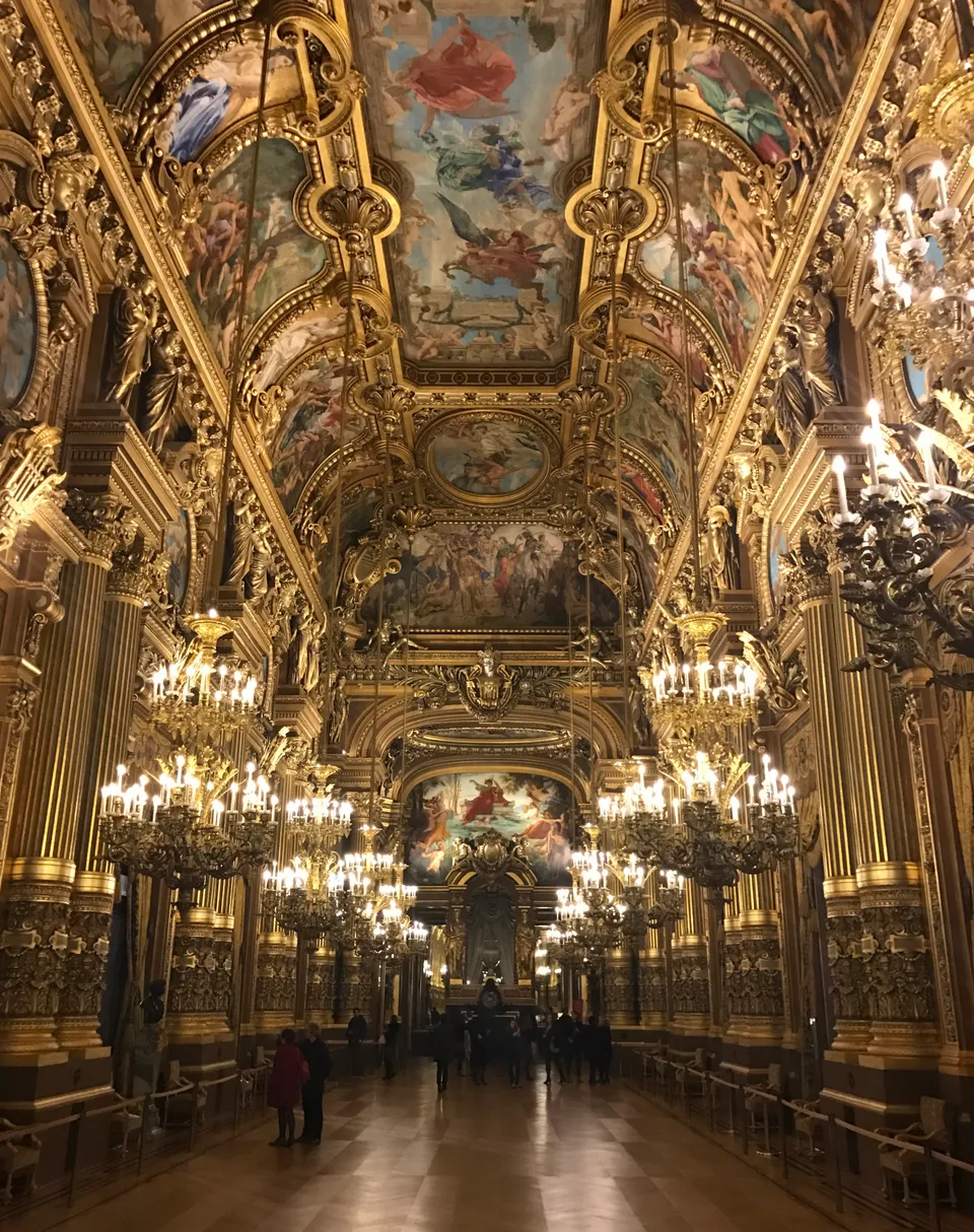 Gilded decoration, mirrors and painted ceiling in the Grand Foyer of the Palais Garnier