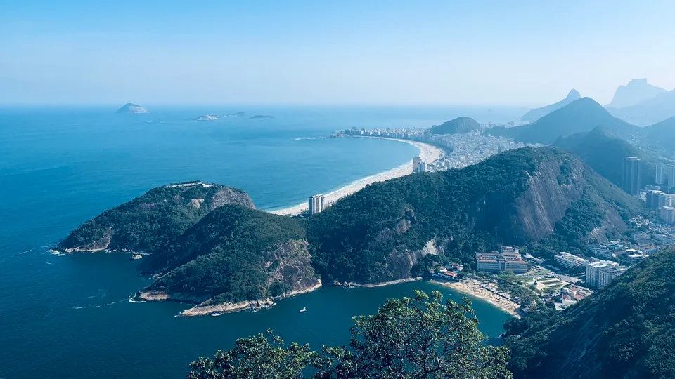 Rio’s coastline and green hills extending into the Atlantic from Sugarloaf